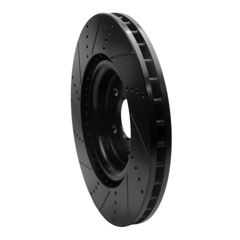 Dodge Durango Brake Rotor (1) - Front Right - R1 Concepts - Drilled & Slotted - Black - `12-`25